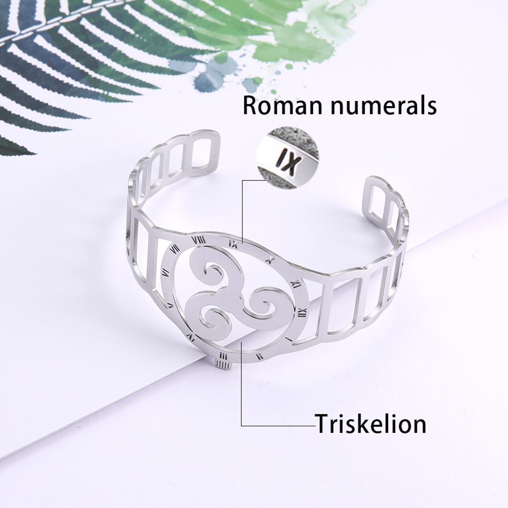 Skyrim Triskelion Valknut Wrist Watch Bracelet Viking Stainless Steel Gothic Nordic Runes Roman Numerals Adjustable Cuff Bangle: Triskelion 2
