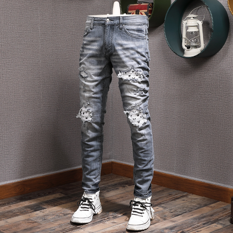 Pantalones vaqueros rasgados de estilo callejero p... – Grandado