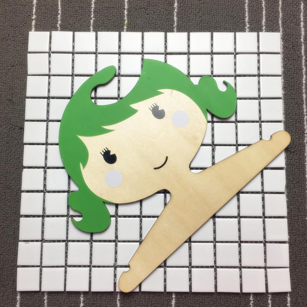 Cintre en bois dessin animé pour fille | Décoration de rangement des chambres d'enfants: green