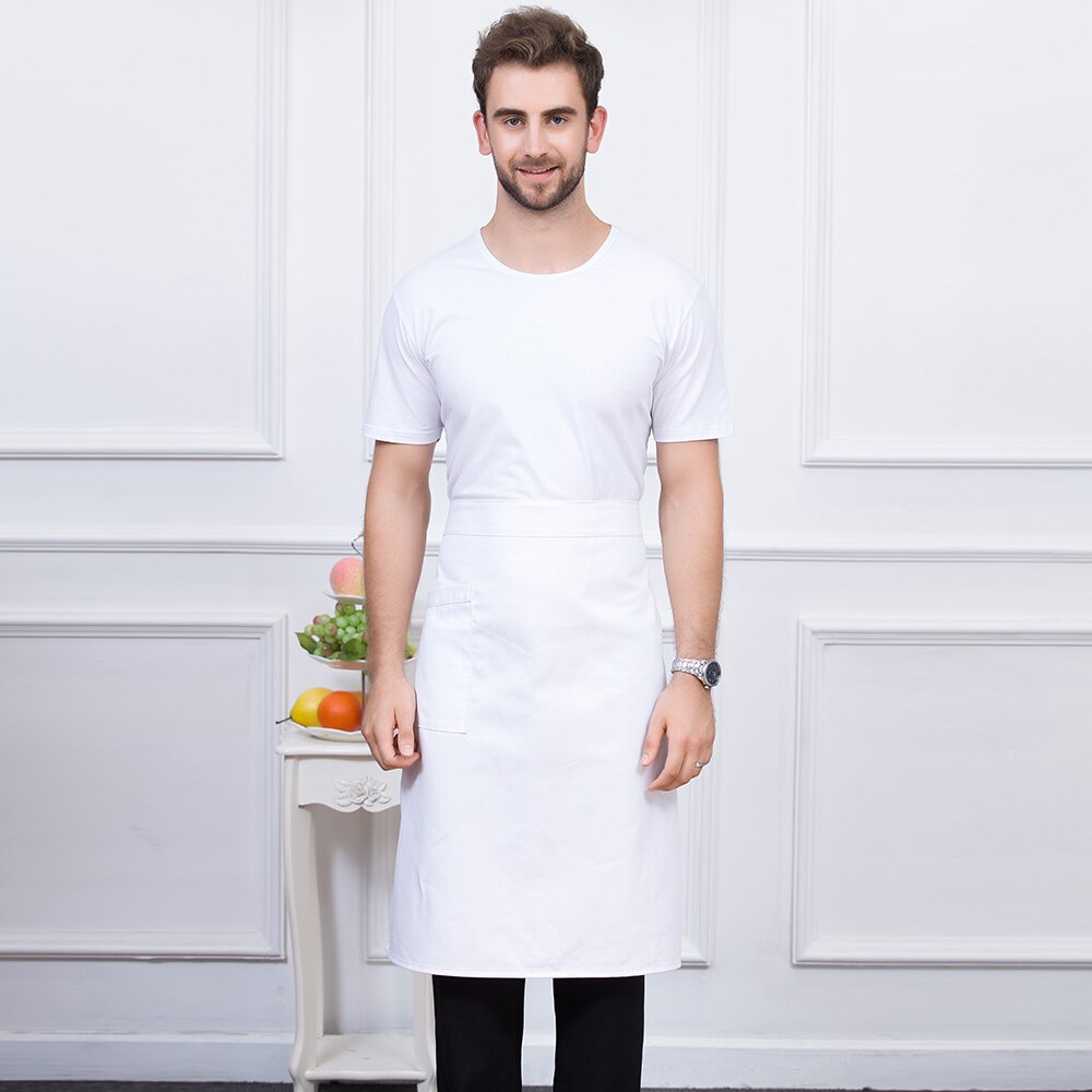 7 kleuren Mannen Vrouwen Pure Kleur Verstelbare Chef Werk Uniformen Accessoires Keuken Koken Food Service Effen Schort met Een Pocket