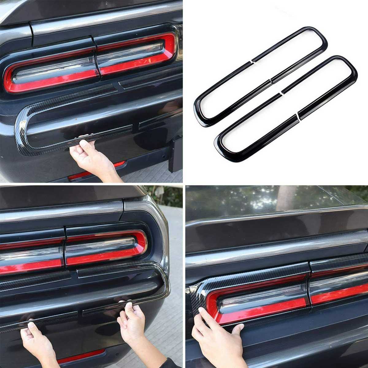 Achter Achterlicht Decoratie Koolstofvezel Stijl Achterlicht Lamp Cover Versieringen Voor Dodge Challenger