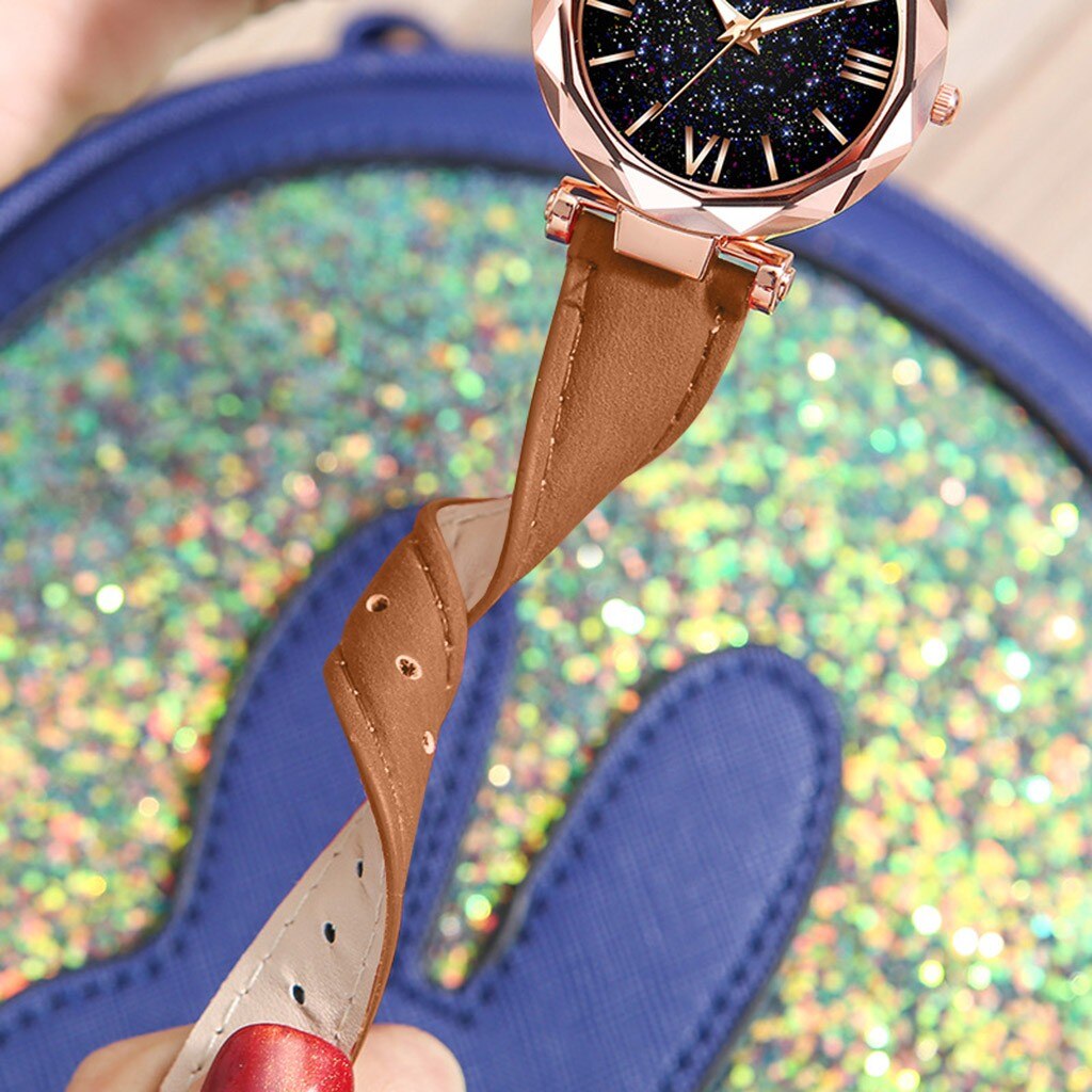 Zegarek Damski-relojes de para mujer, de cuarzo, informal, de cuero, femenino,