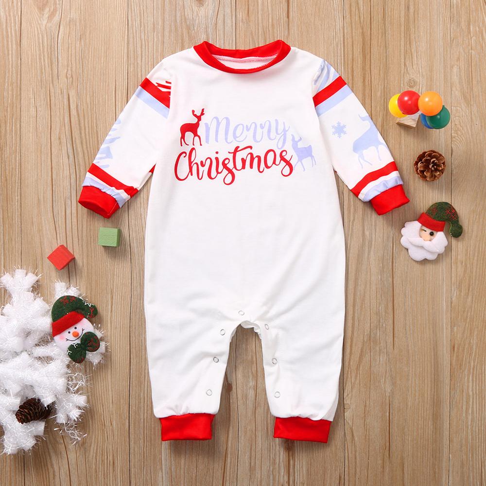 Familie jul familie matchende pyjamas sæt tøj jule fest tøj voksne børn pyjamas sæt bomuld baby romper nattøj