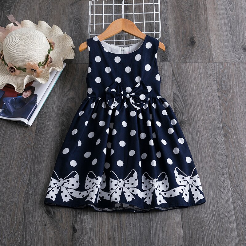 Casual Polkadot Jurken Voor Meisjes Boog Verjaardag Party Dress Kinderkleding Zomerjurk Baby Meisje Kleding 4 5 6 7 8 9 10 11 12 Jaar
