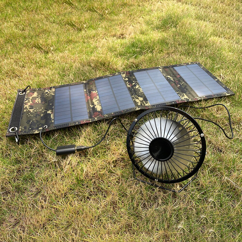 10W Foldable Solar Battery Charger Outdoor Portable Solar Panel with Carabiner Outdoor Travel Waterproof Rechargeable Bag