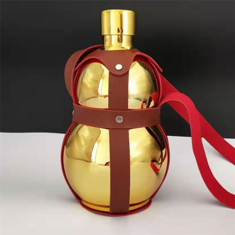 Bouteille de vin antique en acier inoxydable, petite gourde, gourde, bouteille de sport portable et créative avec ceinture, 0.25-1.5KG