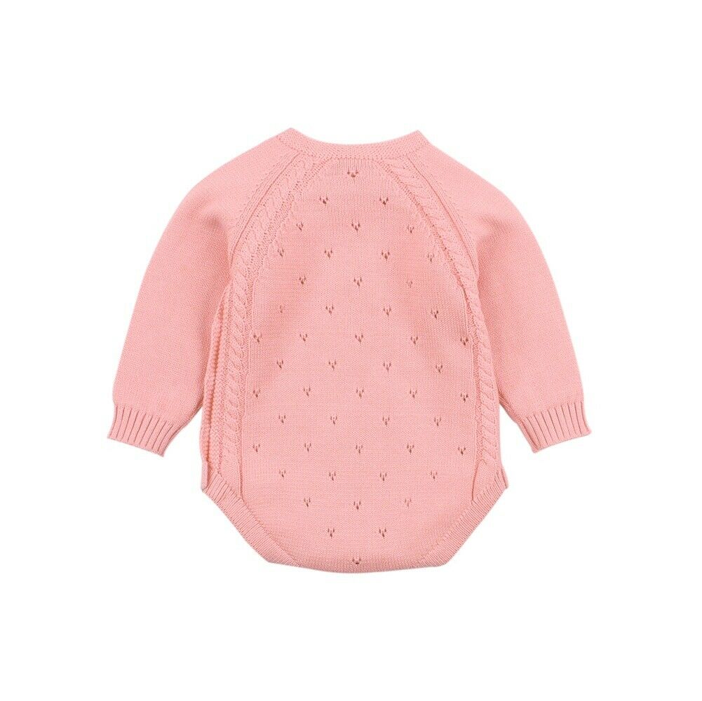 Winter Warm Christmas Knitted Bodysuits Newborn Baby Boy Girl Long Sleeve Knit Bodysuit Solid Jumpsuit One-Pieces Kids Clothes