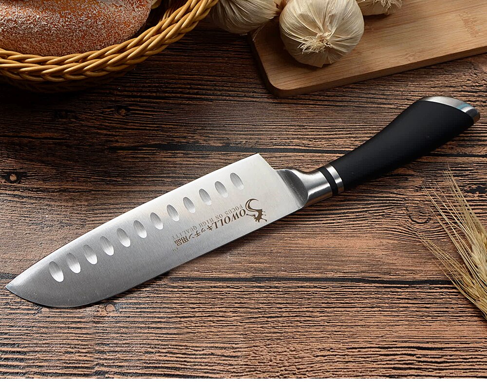 7 Inch Santoku Kitchen Knife Japanese Chef Knife Meat Cleaver Fish Salmon Fillet Sushi Knife Stainless Steel