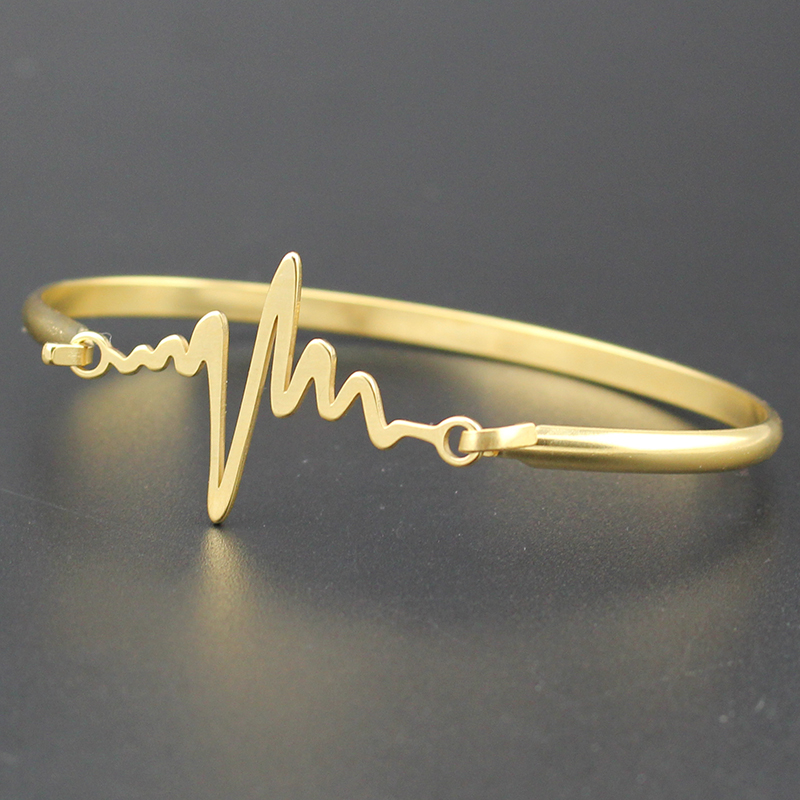 Hapiship Gold Farbe Edelstahl Herz Runde Liebe Armreif Armband Für Frauen Männer Schmuck Pulseras Mujer Brazaletes BX35: BX08 Gold