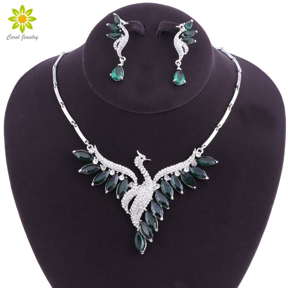 Wedding Bridal Jewelry Sets Peacock Necklace Earrings Set Party Prom Wedding Accessories Decoration