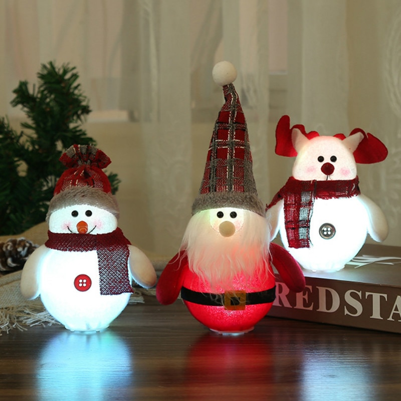 Kerstversiering Led Kerstman Sneeuwpop Herten Creatieve Lichtgevende Xmas Tree Hanger Gnome Ornamenten Decoratie