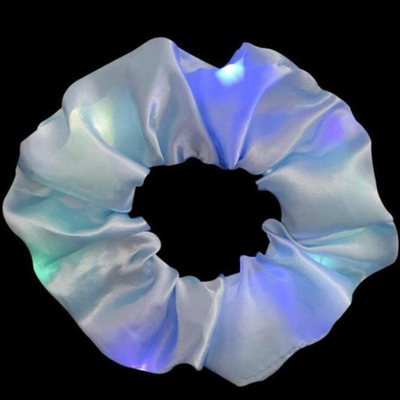 Popular parpadeante iluminado chica lazo para el cabello LED luminoso chica Scrunchies mujeres brillante Scrunchy cuerda para el cabello accesorios para el cabello: XS / Gris