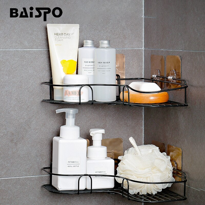 BAISPO – boîte de rangement de salle de bain, Collection d'appareils ménagers, étagères de salle de bain, sans poinçon, Type mural, trépied, étagère de cuisine