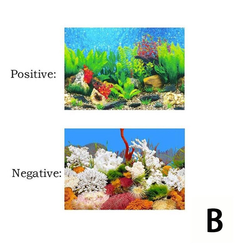 Aquarium fond papier peinture HD image 3D Aquarium papier peint Double face Aquarium décoratif Aquarium autocollant: style B / 50x102cm