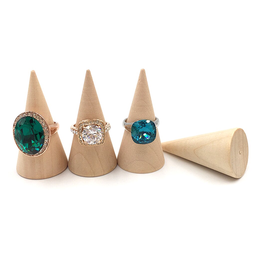 5Pcs/Set Ring Display Tools Jewelry Storage Supplies Ring Organizer Wooden Cone Ring Holder Jewelry Display Holder