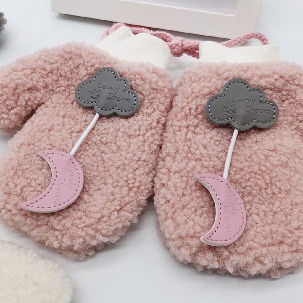 Kinder Handschuhe Winter Kinder Mädchen Winter Nette Cartoon Print Villus Warm Halten Winter Kinder Handschuhe Handschuhe Rekawiczki Dzieciece