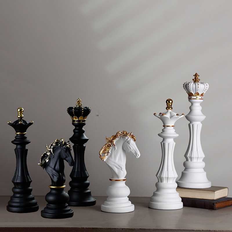 subtropisk Mængde penge blanding Harpiksstatus brætspil tilbehør international skak hjemindretningsfigurer  til indvendige skakmænd dekoration til hjemmet – Grandado