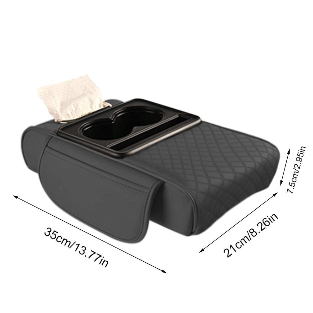 Auto Armsteun Doos Verhooging Kussen Met Bekerhouder Tissue Box Zijopbergvak Voor Auto Interieur Armsteun Cover Hoogte Pad: GRIJS