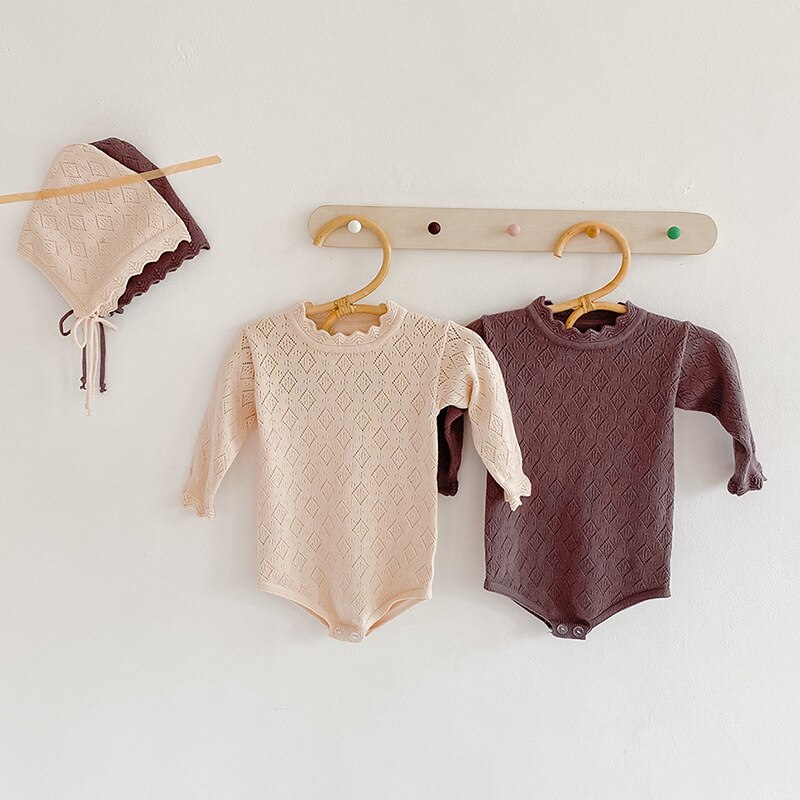 Baby Jongens Meisjes Kleding Herfst Winter Bodysuits Kids Meisje Lange Mouwen Effen Kleur Jumpsuits Gebreide Holle Diamant Kleding