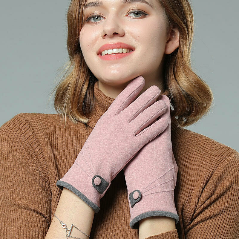 Mode Vrouwen Outdoor Sport Touchscreen Handschoenen Winter Warm Casual Fleece Gevoerde Kintting Smartphone Handschoenen Zwart Grijs Roze