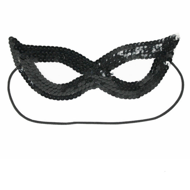 Lentejuelas antifaz de Halloween máscaras de tela no tejida señora mascarada boda halffie carnaval actuación infantil disfraz máscara: black