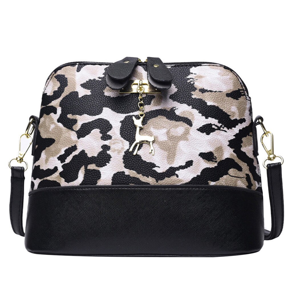 Bolso cruzado con estampado de leopardo para mujer, bandolera colgante de cervatillo, bandolera de concha, bandolera,