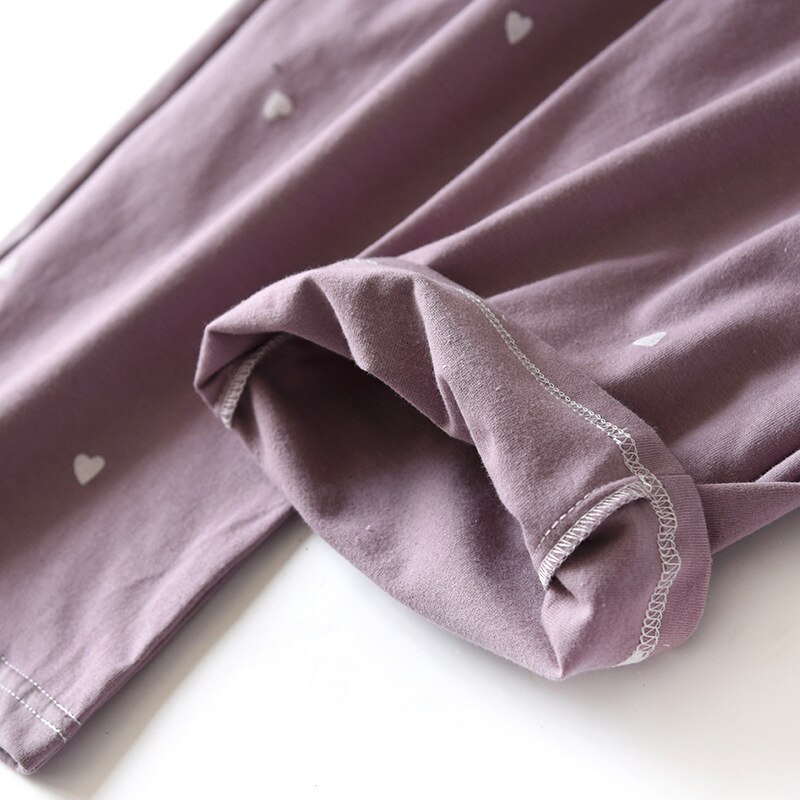 Pantalones de algodón de punto para mujer, pantalones de Casa bonitos de amor, de verano, finos, para dormir, para las cuatro estaciones