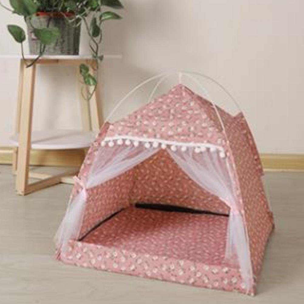 Cat Nest Semi-Enclosed Cat Tent, Pet Hut Shelter With Screen Door, Summer Cat Nest, Cat House Tent, Portable Teepee