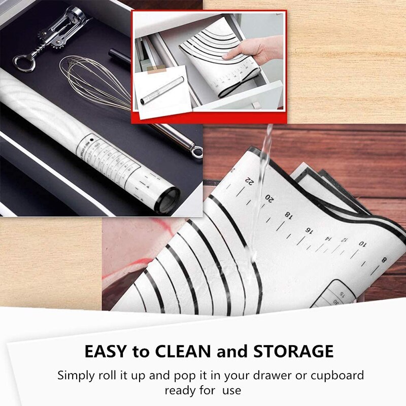 Silicone Thickening Mat Sheet Pizza Dough Mat Rolling Dough Liner Pad Kneading Dough Baking Mat Kneading Pad Pastry Boards