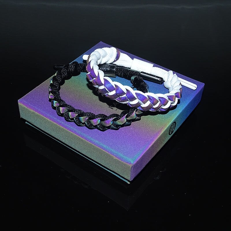 Olografica riflettente studente braccialetto dolce gli uomini e le donne coppie mano corda colorata catena di moda tessuto semplice regalo