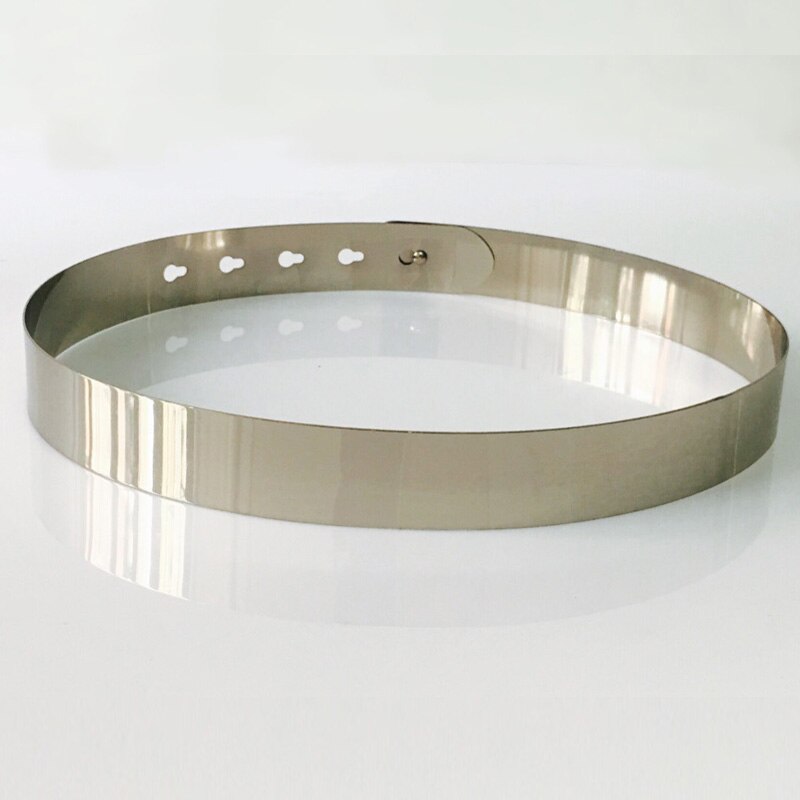 Kvinnor justerbart metall midjebälte bling guld silver färg tallrik vintage dam enkla bälten spegel midjeband