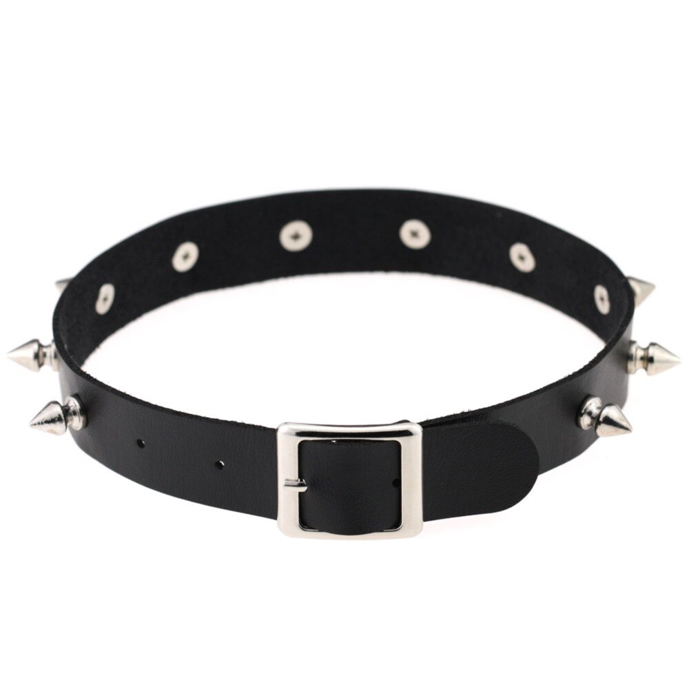 Punk Lady Gothic Leder Halsband Herz Kette Spike Niet Schnalle Kragen Halskette