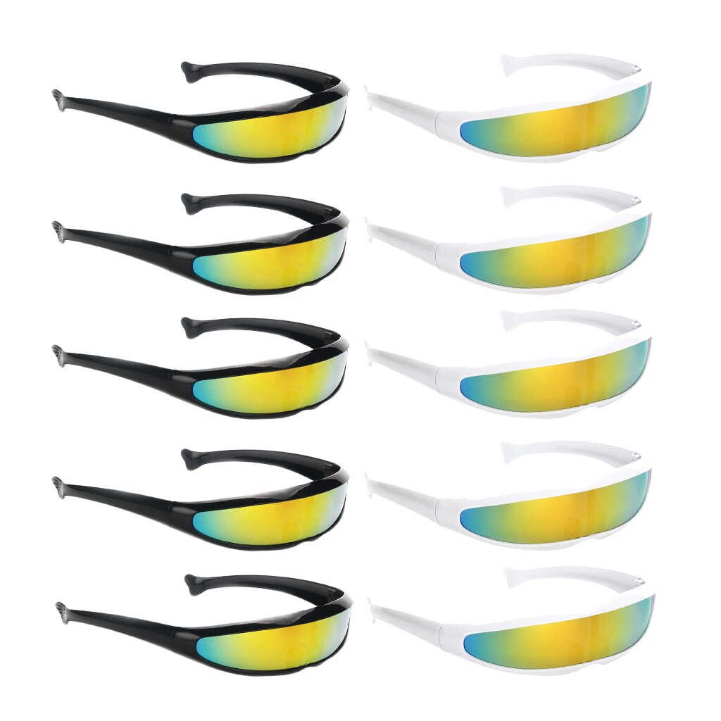 8x Grappige Futuristische Spiegel Alien Zonnebril Monoblock Shield Bril