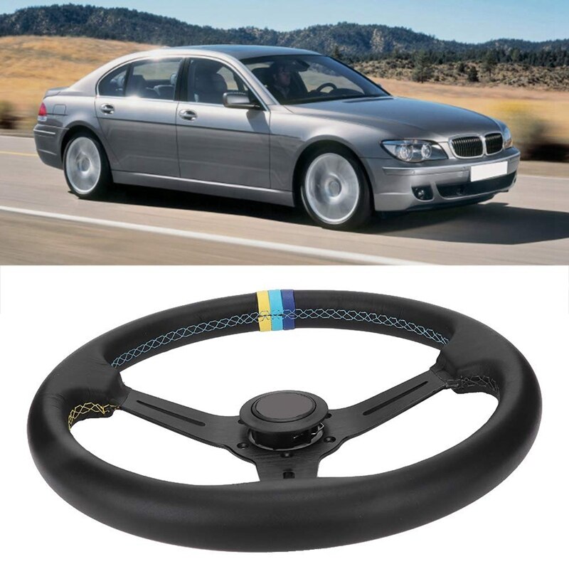 Bil rat 350mm/14 tommer aluminiumslegering universallegering bil rat (sort)