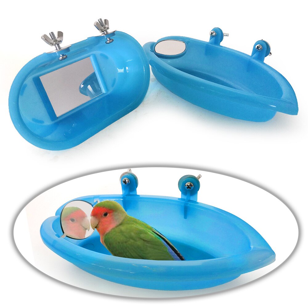 Leuke Vogel Bad Met Vogel Spiegel Kleine Ovale Vogel Bad Huisdier Kooi Accessoires Papegaai Bad Douche Baden Levert Staande Doos