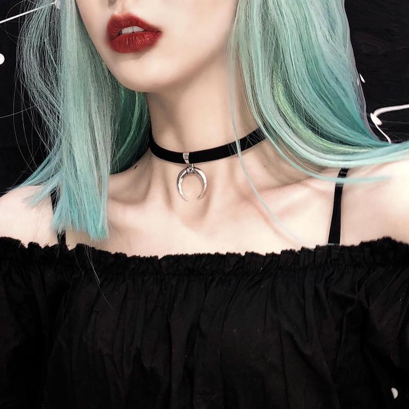 Vrouwen Zwarte Punk Choker Kraag Ketting Goth Fluwelen Choker Ketting Maan Pendientes Party Club Sexy Gothic Femme Sieraden