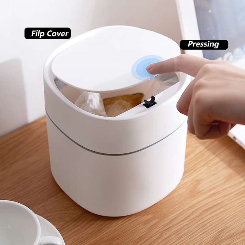 Papelera de escritorio de 2L, cesta de basura para mesa de casa, Cubo de basura de plástico, suministros de oficina, cubos de basura, caja de barril para el hogar