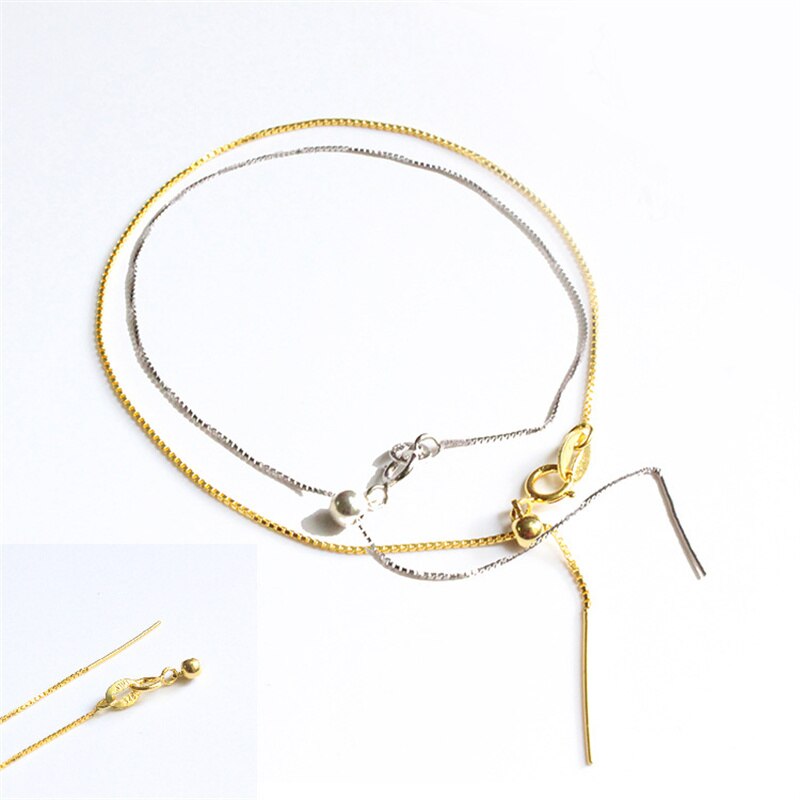 Lo Paulina Solid 925 Sterling Zilver Slide Verstelbare 0.65Mm Box Chain Enkelband 18/23Cm Voor Mode Vrouwen Te Dragen Sieraden