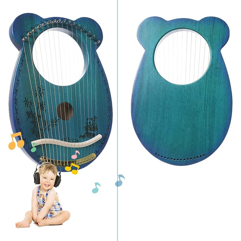 Harp Lyre,Mahogany 16 String Harp,Mini Portable Harp,Cute,String Instrument,with Tuning Lever,for Beginners,Etc