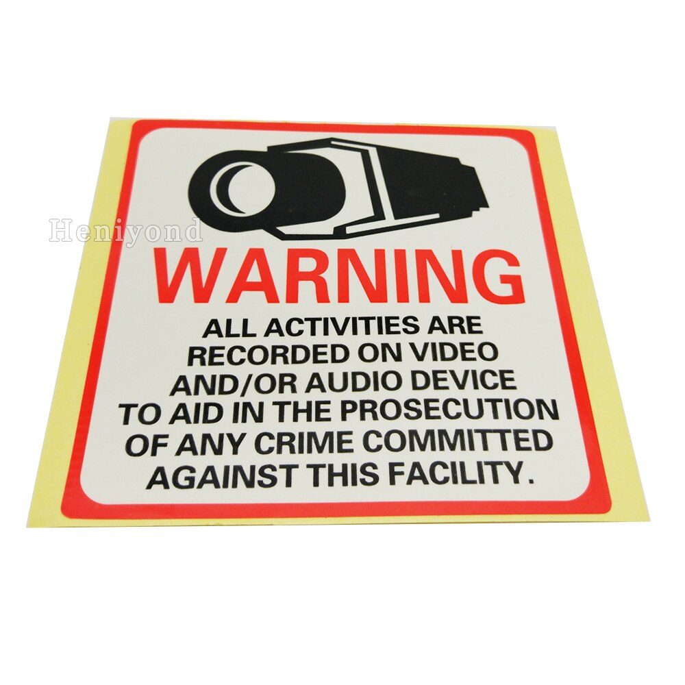 16PCS Warning Sign Sticker 80mmx80mm Protection Premium CCTV Security Sticker Camera System Video Security Decals Posted