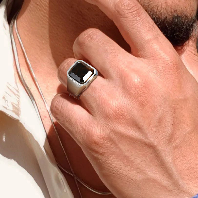 Anillos de sello de ojo de tigre para hombre, de alianzas de boda de acero inoxidable impermeable
