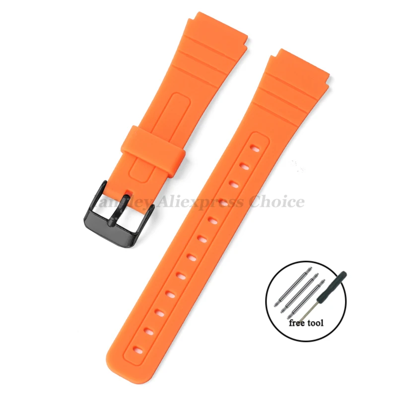Siliconen Horlogeband voor Casio F-91W W-800H 18mm voor W800H SGW400 F84 F105/108 A158/168 AE1200/1300 heren Sport Rubberen Armbanden: Red black