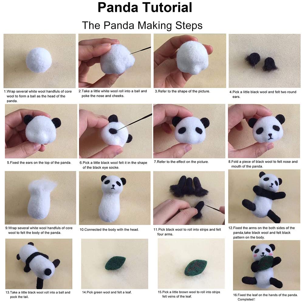 LMDZ Wool Felt Needle Poked Kitting Kit Beginner, Cute Bear DIY Handcraft With Photo Frame Wool Felting Supplies For Arts Crafts