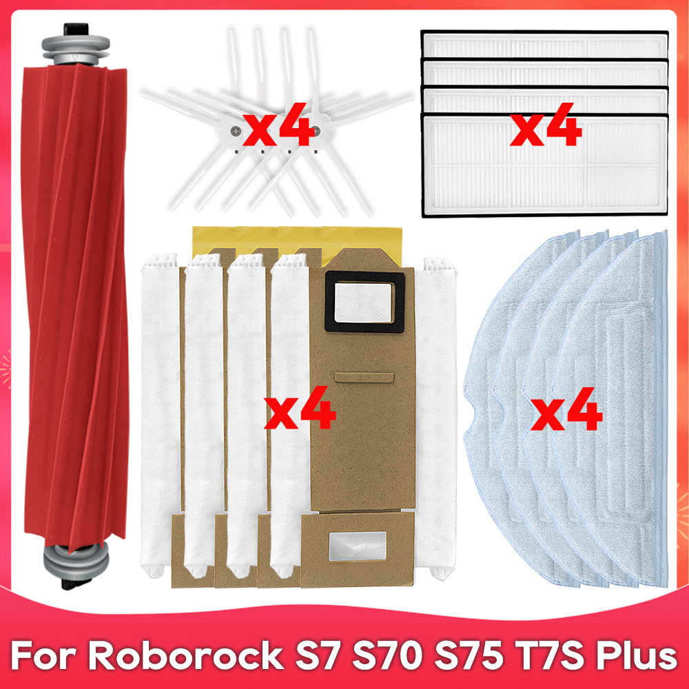 Accesorio de repuesto para aspiradoras robóticas Roborock S7, S70, S75, S7Max, S7MaxV, T7S Plus, cepillo principal, filtro Hepa: Blanco