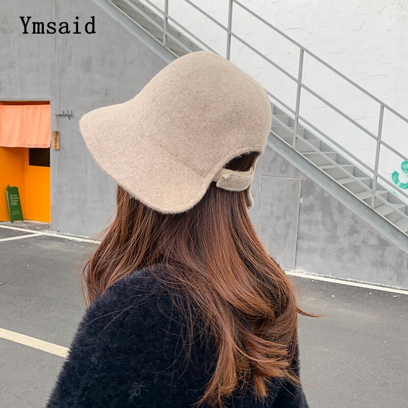 Vrouwen Herfst Winter Wol Gebreide Visser Hoeden Vintage Effen Kleur Elegante Temperament Bob Emmer Hoed Vrouwelijke