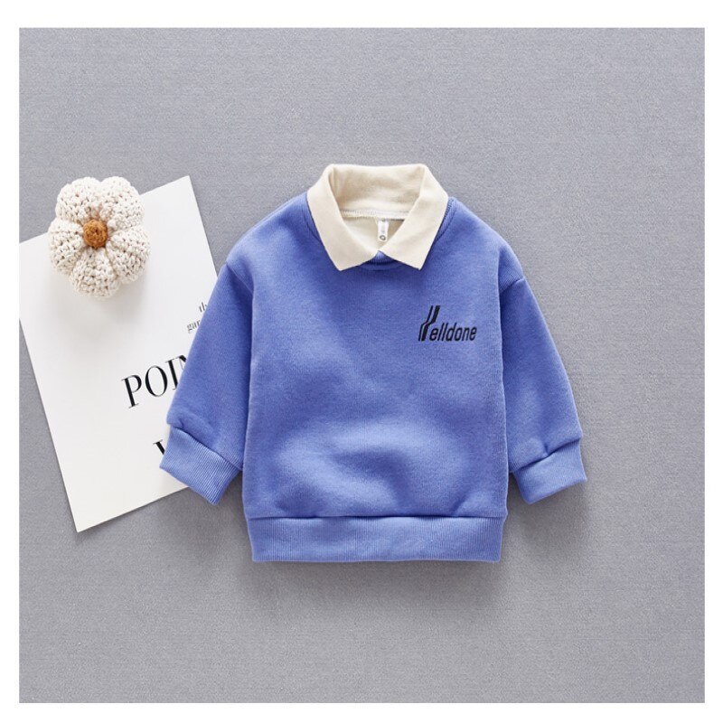 Babys Trui In de Herfst En Winter Pluche Babys Verwesterde Jas Childrens Warme Kleding Meisjes Kleding Babys Winter Kleding: Blue / 4T