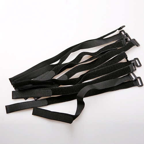 10 st 2*45cm svart nylon återanvändbar rem med krokögla kabelbindare