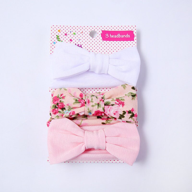 3 Stks/set Bloemen Baby Hoofdband Zachte Katoen Bloemenprint Dot Gedrukt Bows Geknoopt Meisje Hoofdbanden Haar Accessoires Dropshippin
