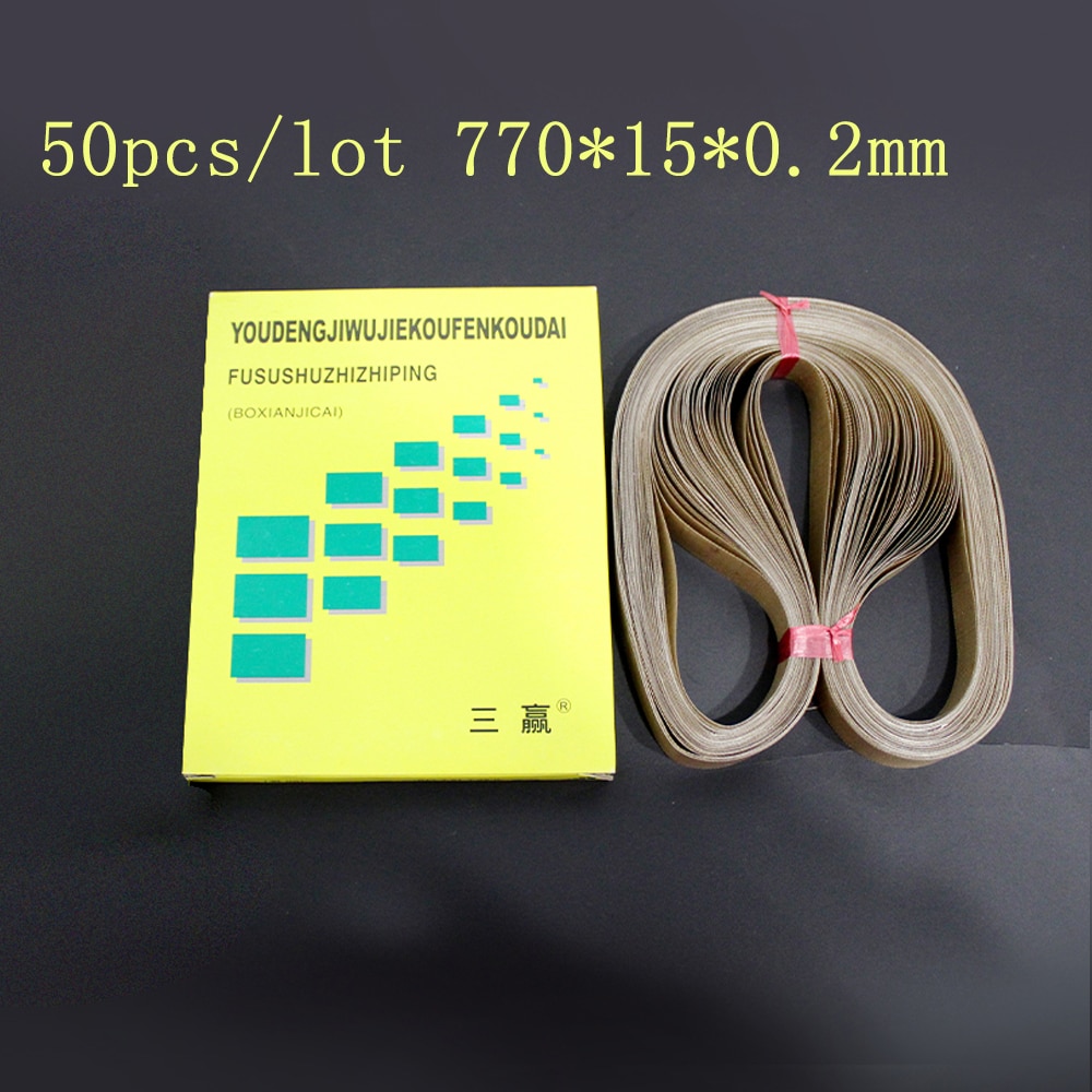50 stk/parti 770*15*0.2mm teflonbælte til fr -900 kontinuerlig båndforsegler eller frd -1000 solid ink båndforsegler