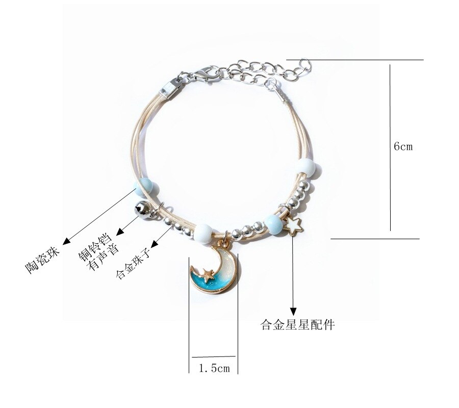 Mode Vlinder Hanger Charm Armband Voor Vrouwen Meisjes Acryl Kralen Sterren Maan Koreaanse Stijl Sieraden Accessoires